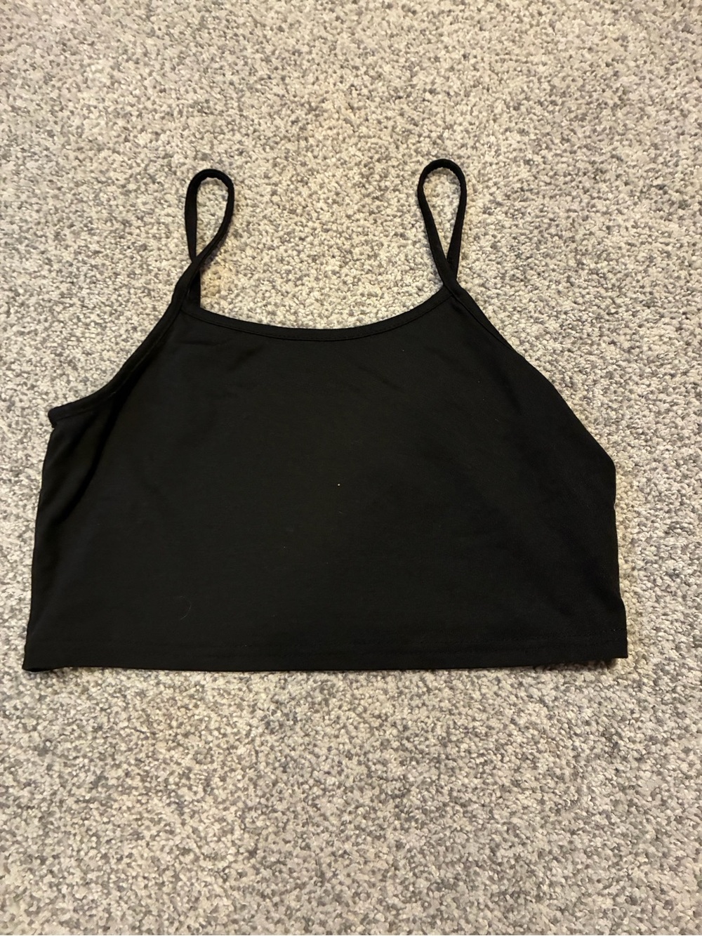 Black Spaghetti Strap Crop Tank Top
